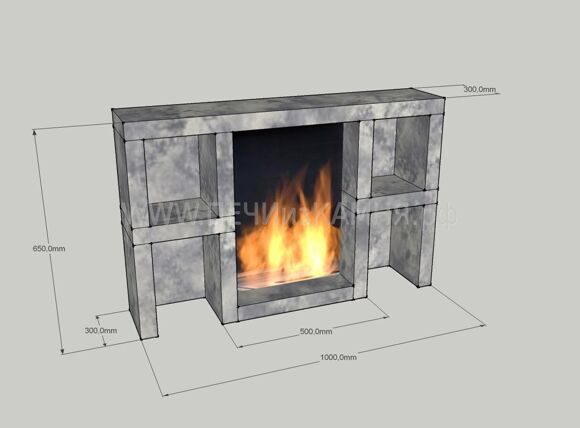 биокамин с полками